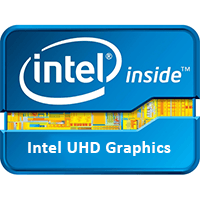Intel UHD Graphics Logo – blaues Intel inside Abzeichen mit Abbildung des integrierten Grafikchips